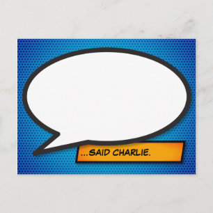 Custom Message Speech Bubble Fun Comic Book Postcard