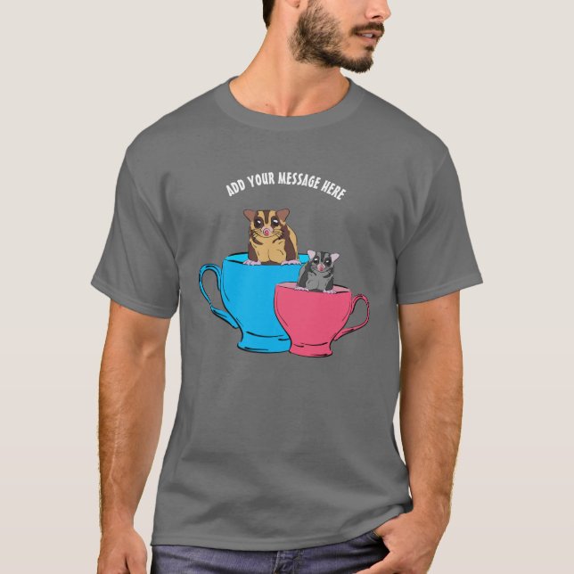 Custom Message Sugar Gliders in Teacups Graphic T-Shirt (Front)