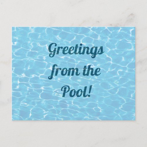 Custom Message Swimming Pool Postcard