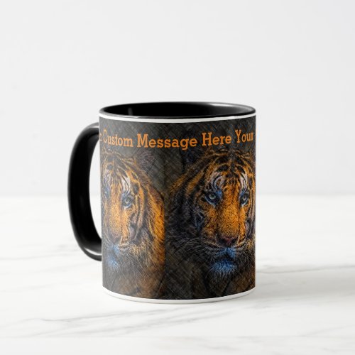 Custom Message Tiger Face Grunge Mug