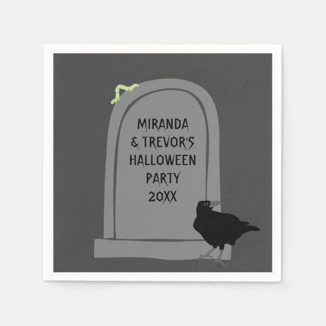 Custom Message Tombstone Headstone Halloween Party Napkins (Front)