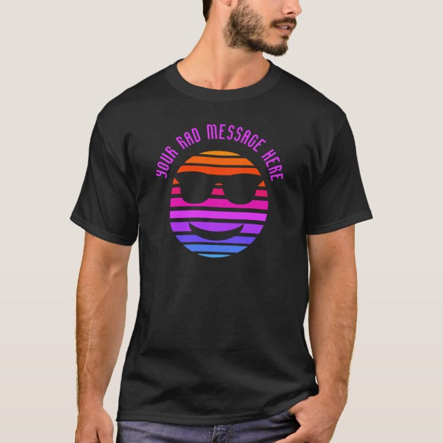 Custom Message Vaporwave Cool Emoji Graphic T-Shirt (Front)
