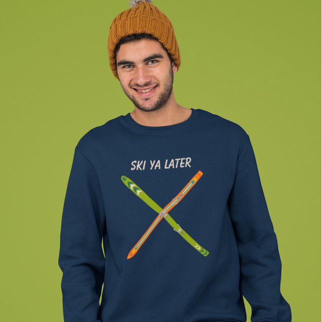 Custom Message Vintage Skis Graphic Sweatshirt (Creator Uploaded)