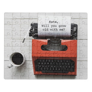 Custom Message Vintage Typewriter Keepsake Acrylic Jigsaw Puzzle