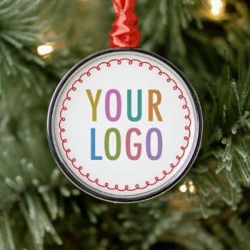 Custom Metal Christmas Ornament With Business Logo by MISOOK at Zazzle