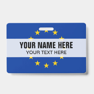 Custom metal clip badge with European Union flag