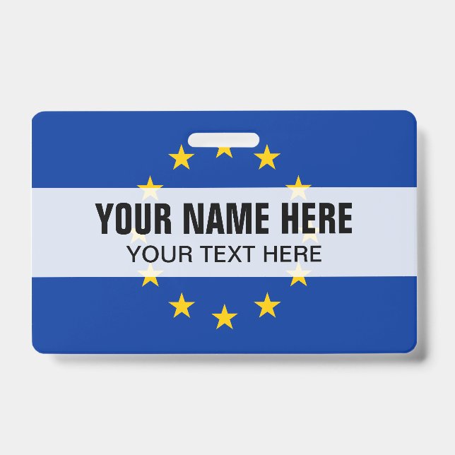 Custom metal clip badge with European Union flag (Front)