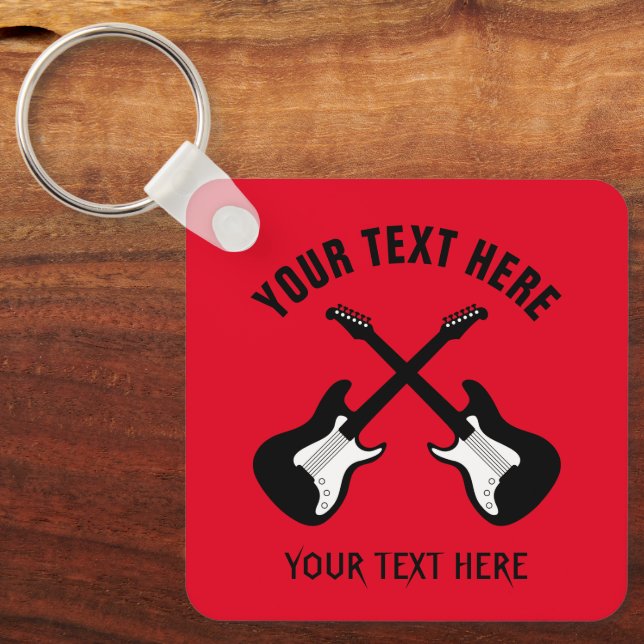 Custom metal keychain with two electric guitars (Front)
