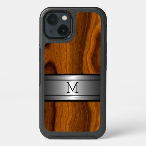 Custom Metal Modern Trendy Wood Grain Pattern iPhone 13 Case