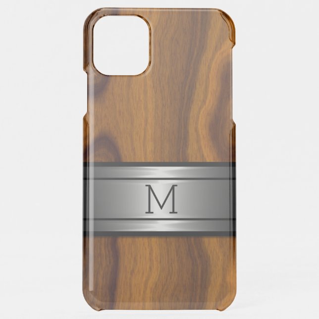 Custom Metal Modern Trendy Wood Grain Pattern Uncommon iPhone Case (Back)