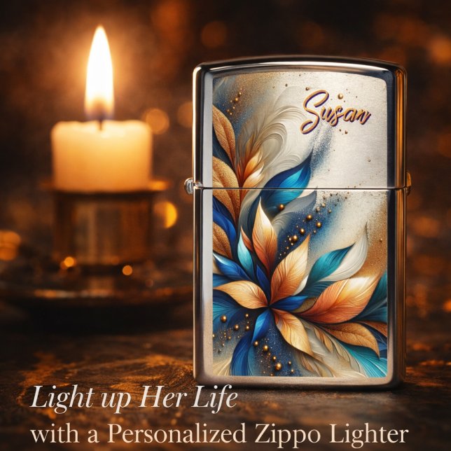 Custom Metallic Blue Copper Gold Artwork Zippo Lighter (Creator Uploaded)