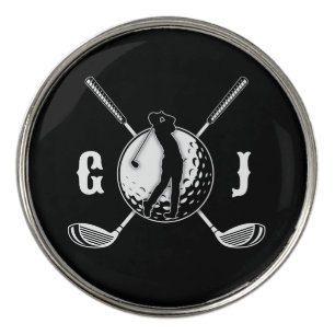 Custom Metallic Colorful Golf Monogram Design Ball Marker