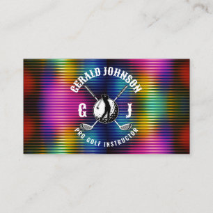 Custom Metallic Colorful Golf Monogram Design Business Card