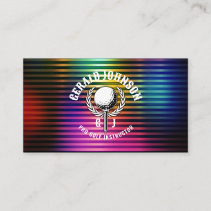 Custom Metallic Colorful Golf Monogram Design Business Card