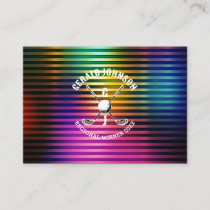 Custom Metallic Colorful Golf Monogram Design Business Card