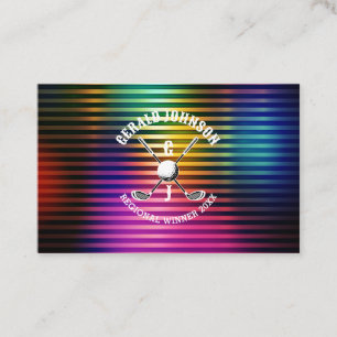 Custom Metallic Colorful Golf Monogram Design Business Card