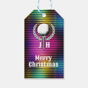 Custom Metallic Colorful Golf Monogram Design Gift Tags