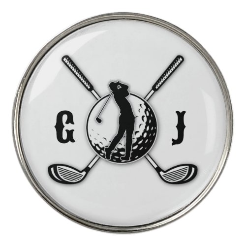 Custom Metallic Colorful Golf Monogram Design Golf Ball Marker