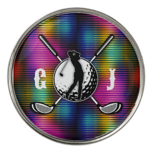 Custom Metallic Colorful Golf Monogram Design Golf Ball Marker