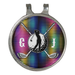 Custom Metallic Colorful Golf Monogram Design Golf Hat Clip