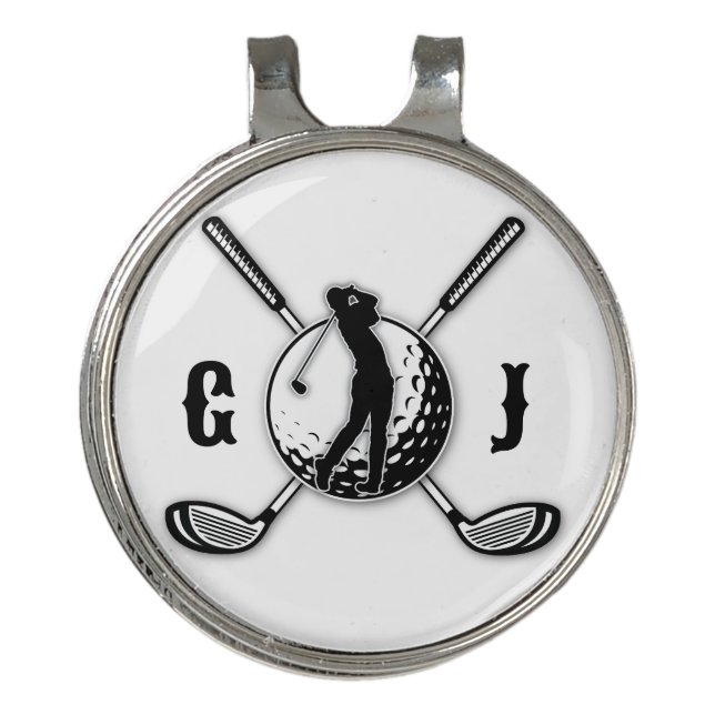 Custom Metallic Colorful Golf Monogram Design Golf Hat Clip (Front)