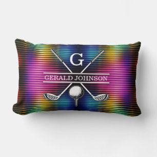 Custom Metallic Colorful Golf Monogram Design Thro Lumbar Pillow