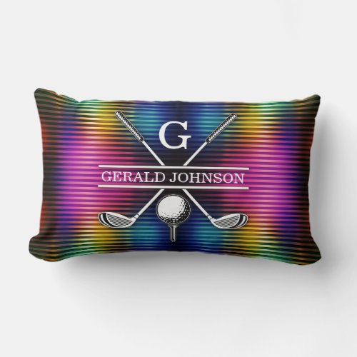 Custom Metallic Colorful Golf Monogram Design Thro Lumbar Pillow