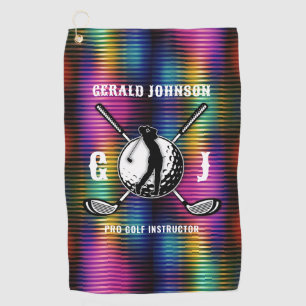 Custom Metallic Colorful Golf Monogram Design Towel
