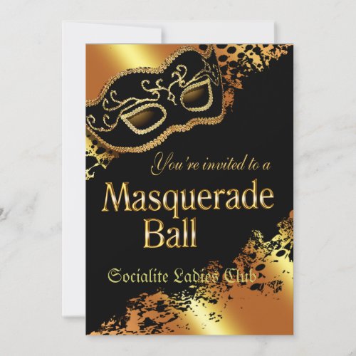 Custom Metallic Gold Masquerade Ball Invitation