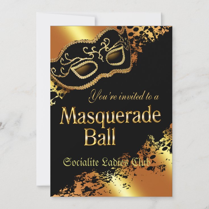 Custom Metallic Gold Masquerade Ball Invitation | Zazzle
