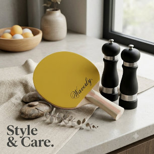 Custom Metallic Gold Ping Pong Paddle Name