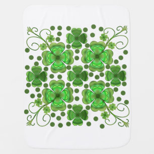 Custom Metallic Green Clover & Swirl Pattern  Baby Blanket