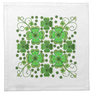Custom Metallic Green Clover & Swirl Pattern  Cloth Napkin