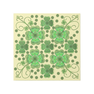 Custom Metallic Green Clover & Swirl Pattern  Gallery Wrap