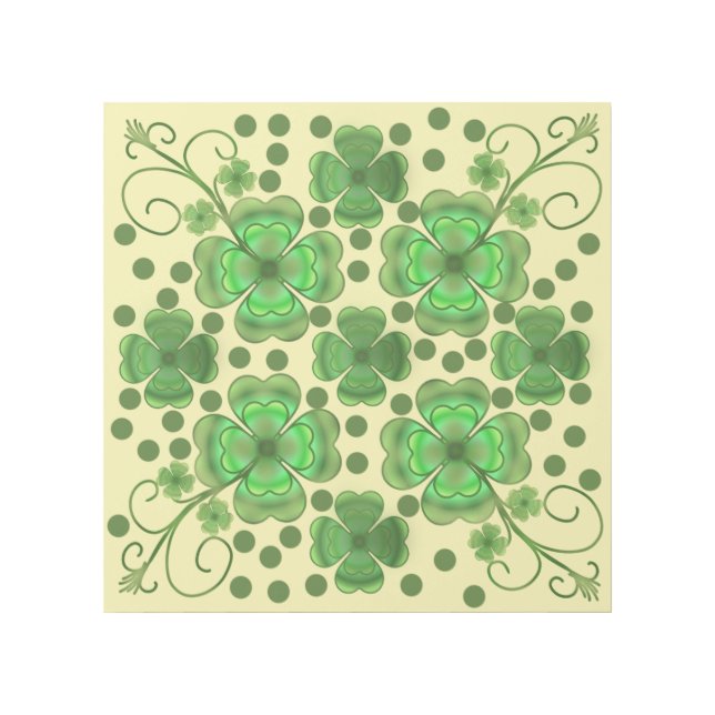 Custom Metallic Green Clover & Swirl Pattern  Gallery Wrap (Front)