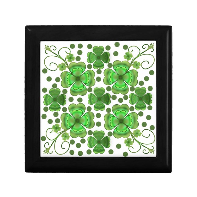 Custom Metallic Green Clover & Swirl Pattern  Gift Box (Front)