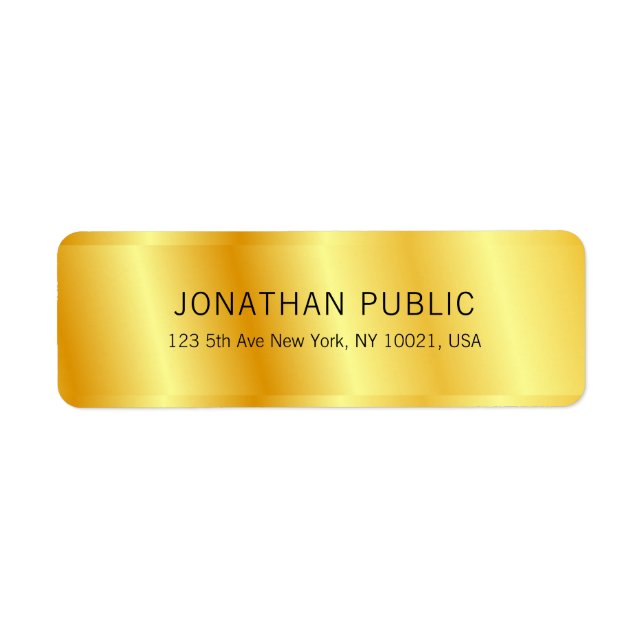 Custom Metallic Look Faux Gold Elegant Template Label (Front)