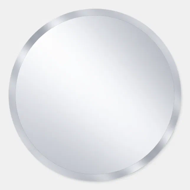 Custom Metallic Silver Blank Modern Template Classic Round Sticker | Zazzle