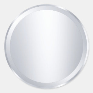 Custom Metallic Silver Look Blank Modern Template Classic Round Sticker