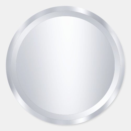 Custom Metallic Silver Look Blank Modern Template Classic Round Sticker
