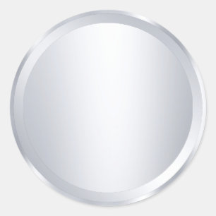 Custom Metallic Silver Look Blank Modern Template Classic Round Sticker