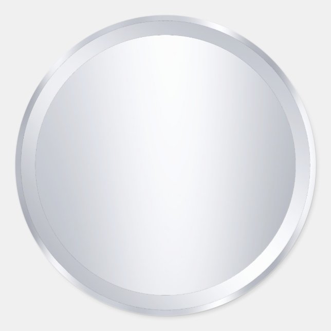 Custom Metallic Silver Look Blank Modern Template Classic Round Sticker (Front)