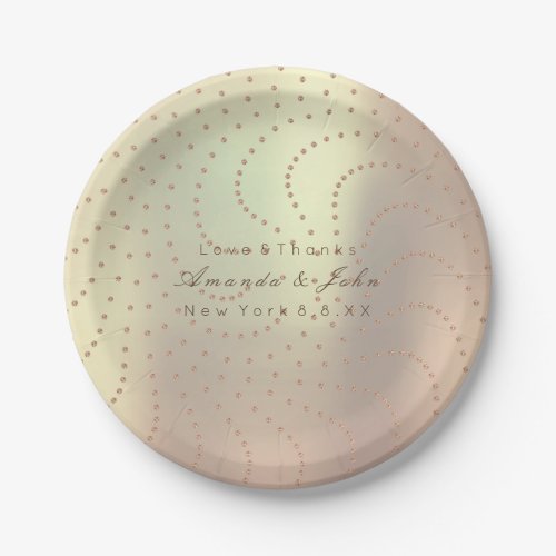 Custom Metallic Swarovski Crystal Rose Gold Dots Paper Plates