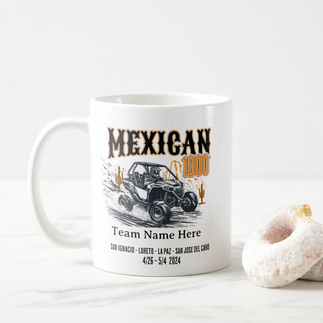 Custom Mexican 1000 Baja California Race UTV Coffee Mug (With Donut)