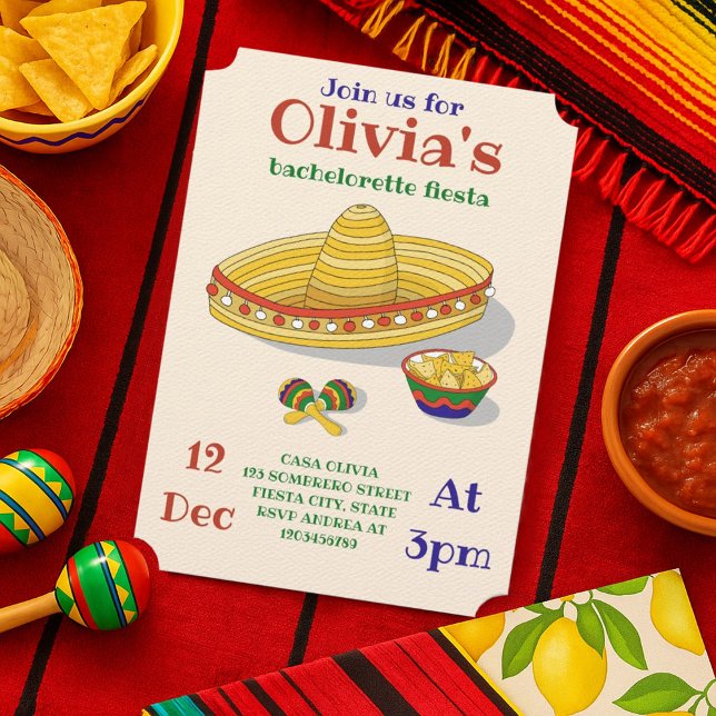 Custom Mexican Fiesta Bachelorette Party  Invitation (Creator Uploaded)