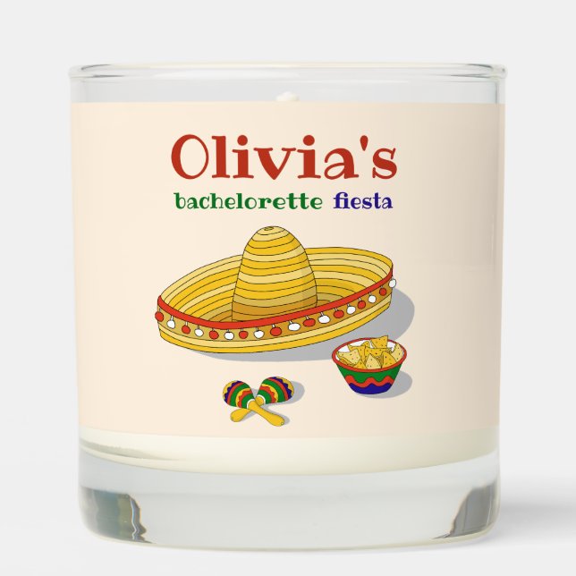 Custom Mexican Fiesta Bachelorette Party  Scented Candle (Front)