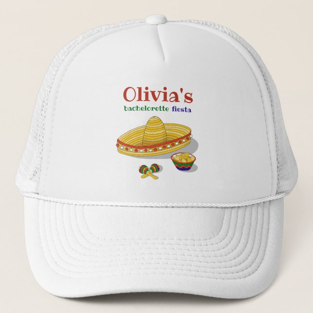 Custom Mexican Fiesta Bachelorette Party  Trucker Hat (Front)