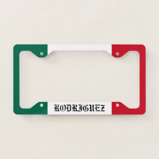 Custom Mexican Flag Last Name License Plate Frame