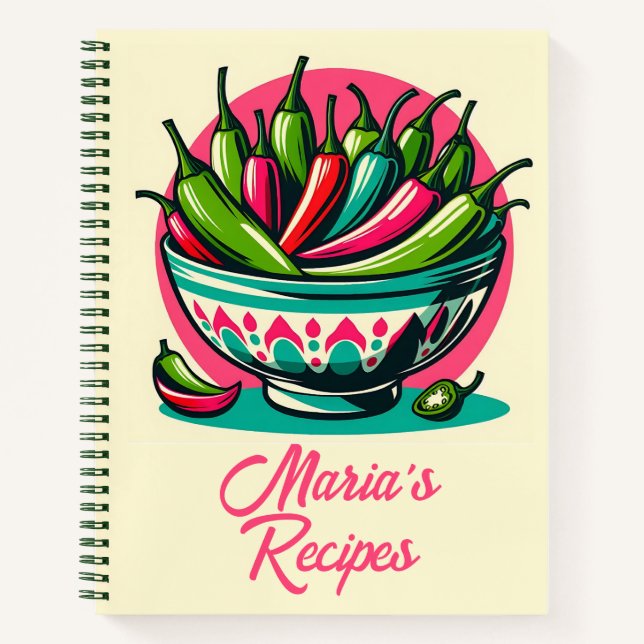 Custom Mexican Food Chile Pop Art Recipe Book (Front)