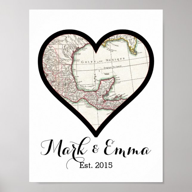 Custom Mexico honeymoon wedding gift couple names Poster (Front)